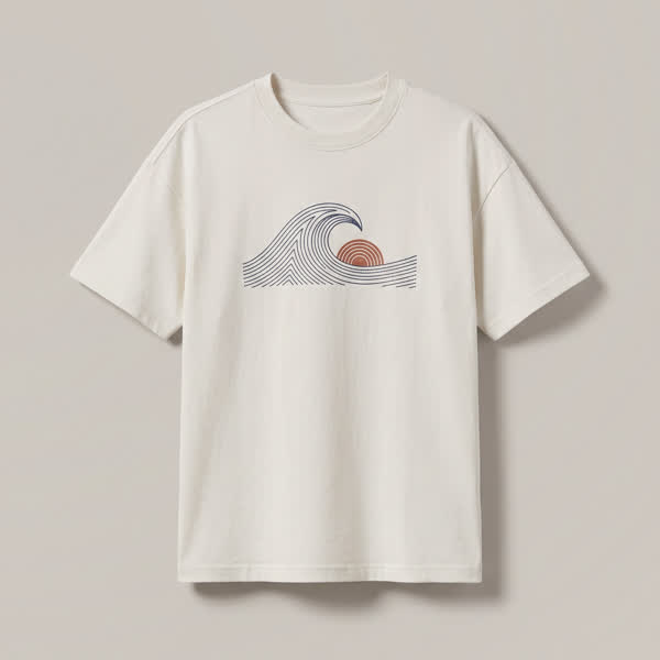 T-shirt bianca con stampa onda
