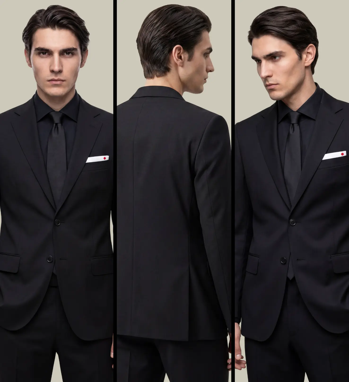 Abito sartoriale Kiton in tre viste