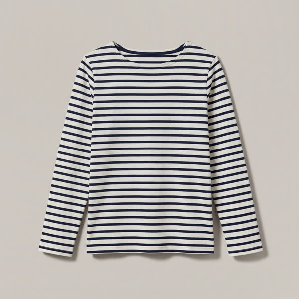 Maglia breton a righe blu e panna