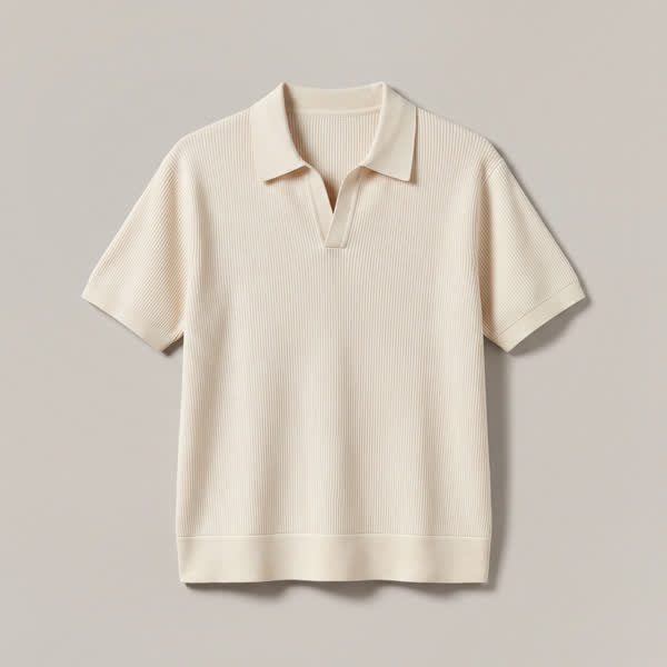 Polo in maglia a coste avorio